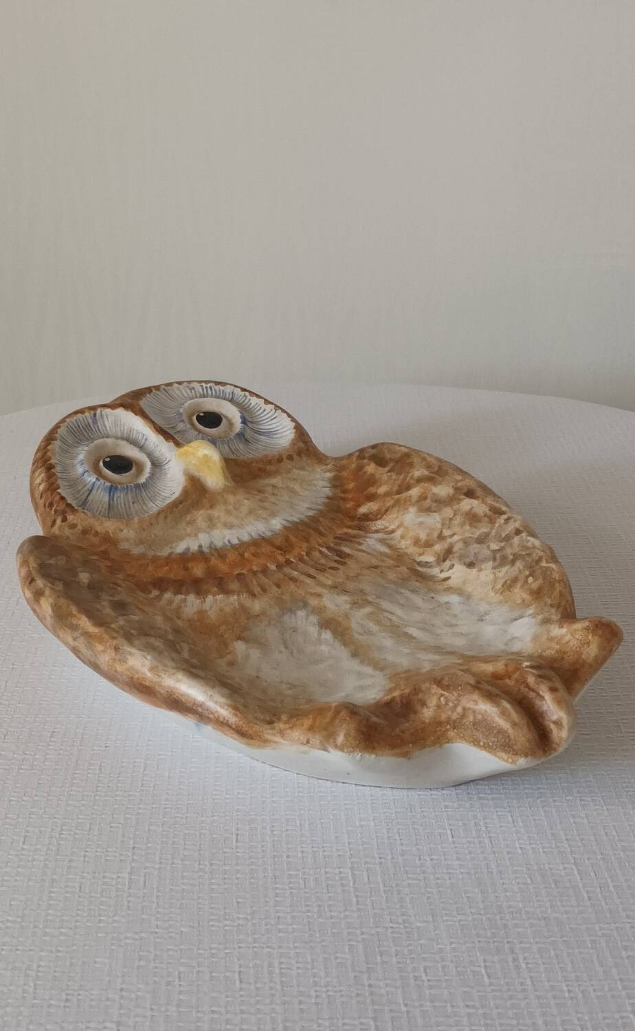 Vintage Vallauris ceramic owl trinket tray