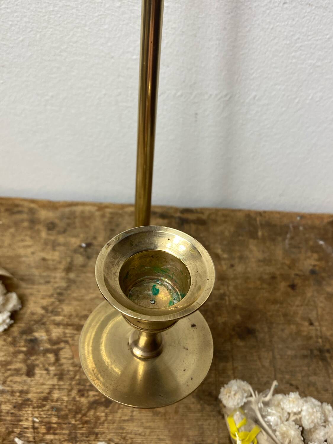 Solid brass bow and ribbon wall candle holder