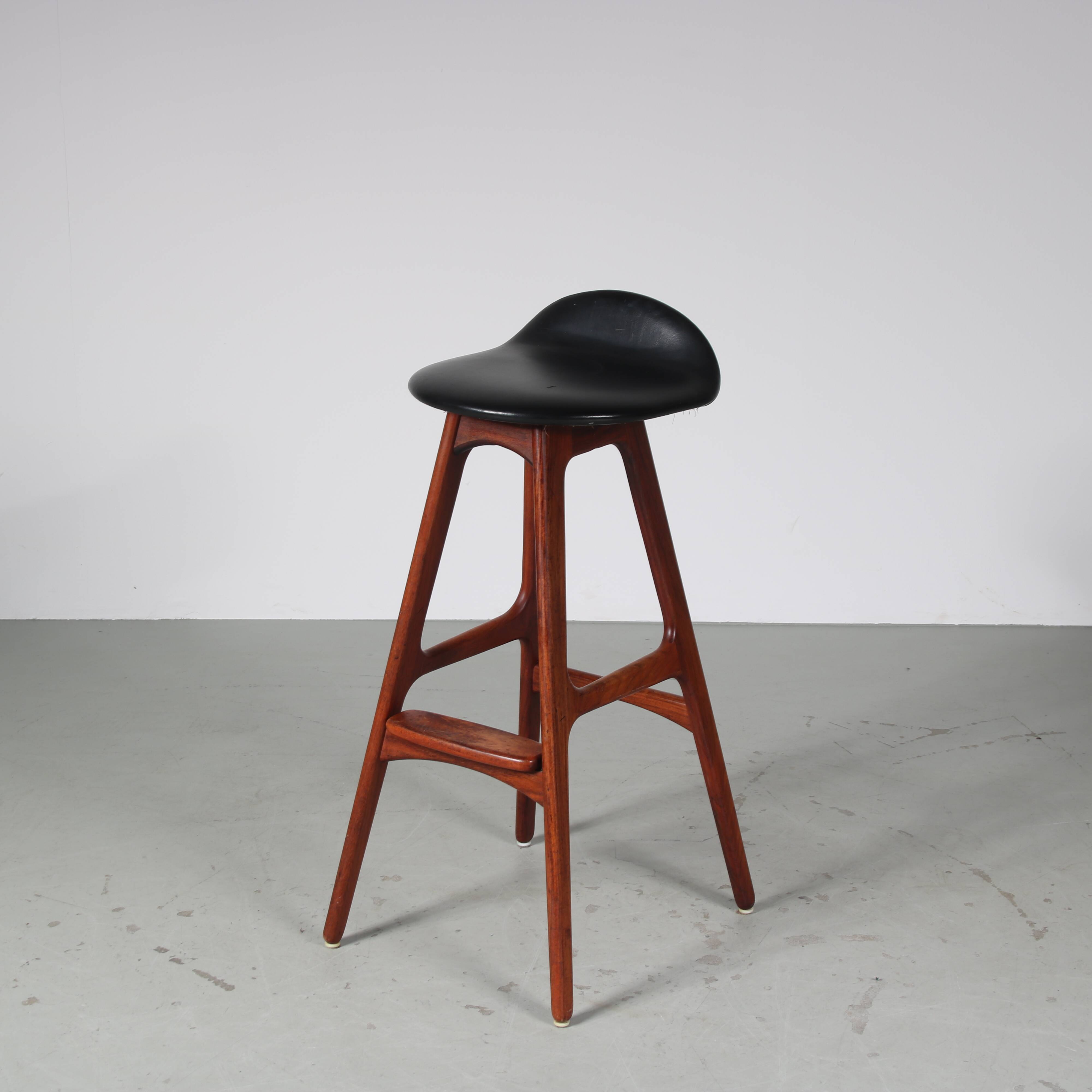 1960s Bar stool by Erik Buch for O.D. Mobler in Denmark