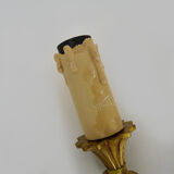 Old pair of wall sconces with double fires in bronze, seventies