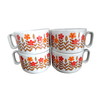 Lot de 4 tasses petit déjeuner année 70