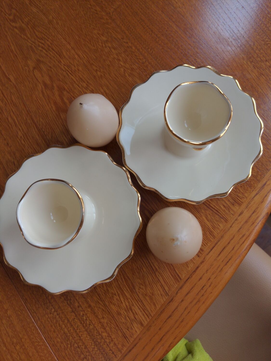 Lot two eggcups ceramic artichoke