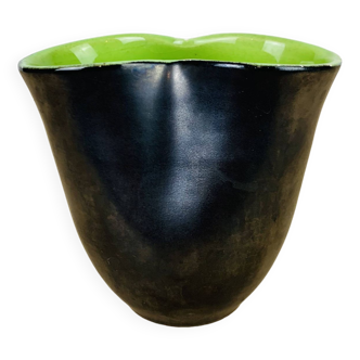 Vase mouchoir Elchinger vert/noir années 50