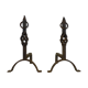 Large pair of cast iron chimney chenets. France 19th century