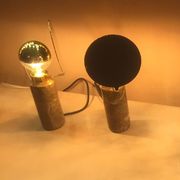 Brass table lamp and marble black