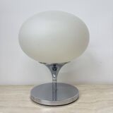 Lampe Space Age en verre opalin, acier chromé et fonte par Kaiser Leuchten,