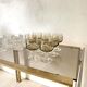 Side table, end of sofa in smoked glass and metal, 70s.