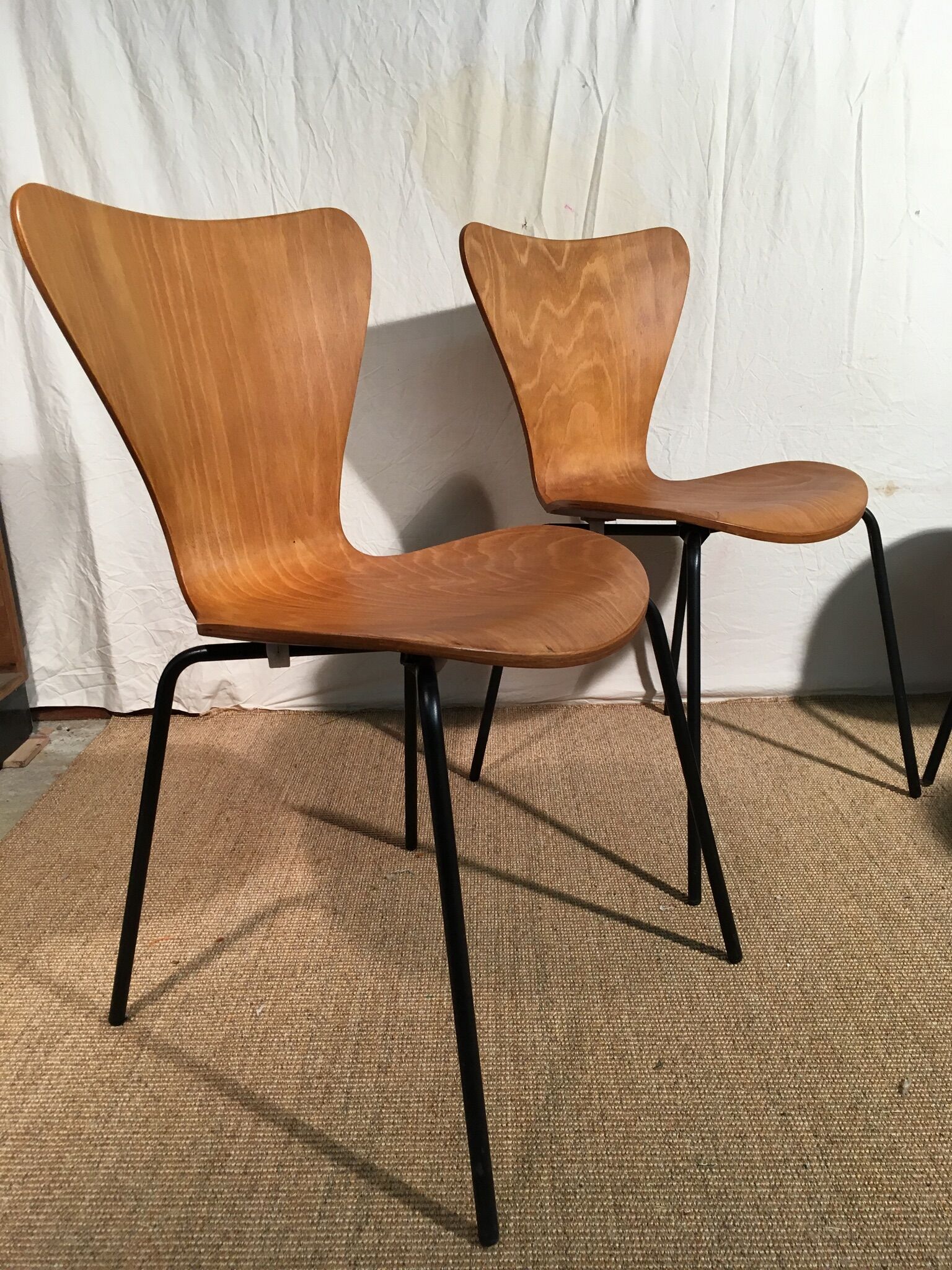 Set of 4 molded wooden chairs circa 1950