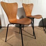 Set of 4 molded wooden chairs circa 1950