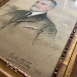 Pastel Painting "Portrait of a Man" Gaston Edouard Guédy (1874-1955) huge coast