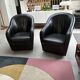 Paire fauteuil cabriolet cuir noir 1990