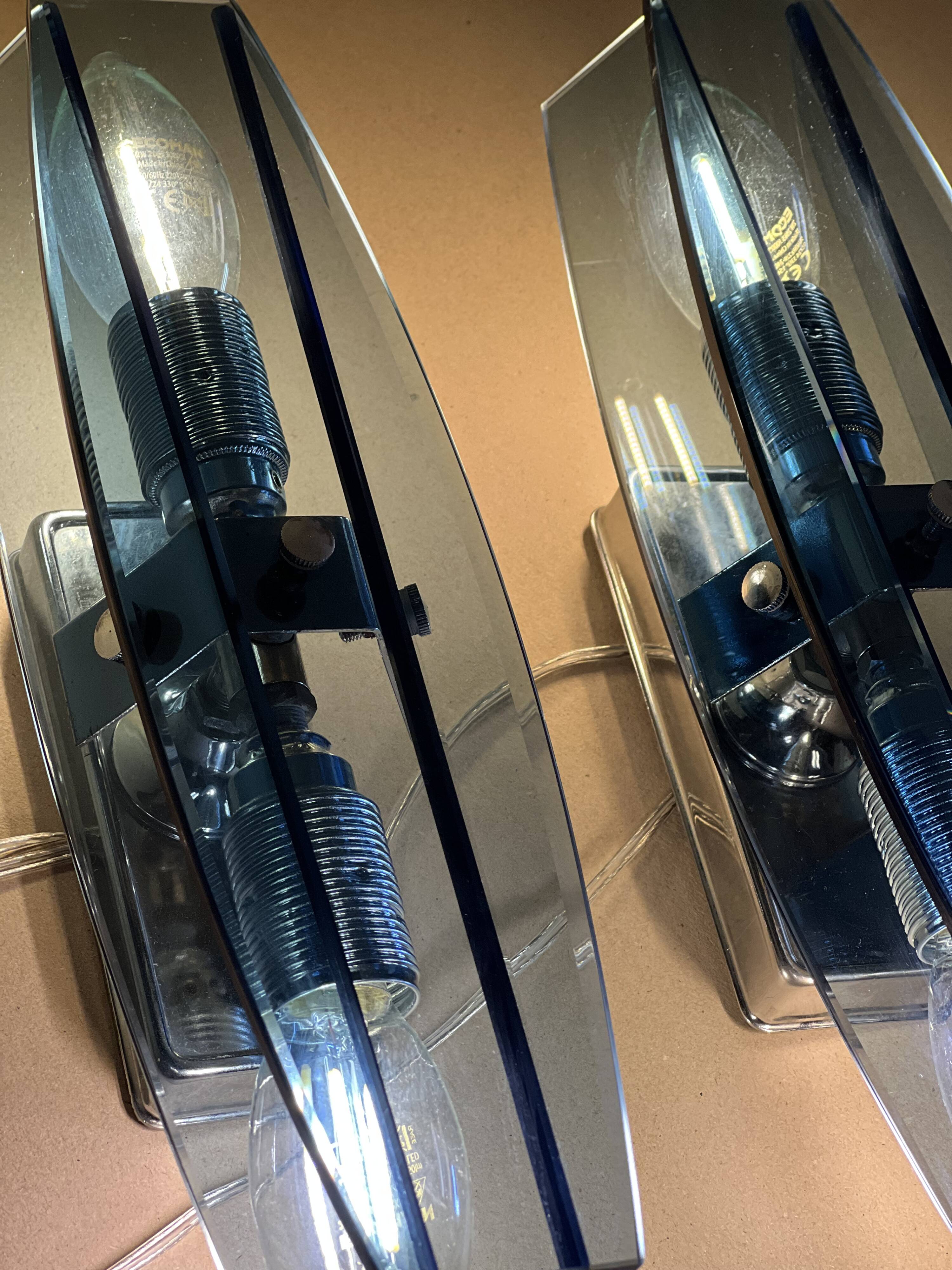 Pair of wall lights attributed to Veca for Fontana Arte, 70s