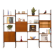 Italian free standing wall unit in teak, 1960s