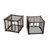 Two rattan and smoked glass tables, 1970