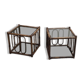 Two rattan and smoked glass tables, 1970