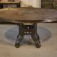 Industrial cable reel table with cast iron base, 1950s
