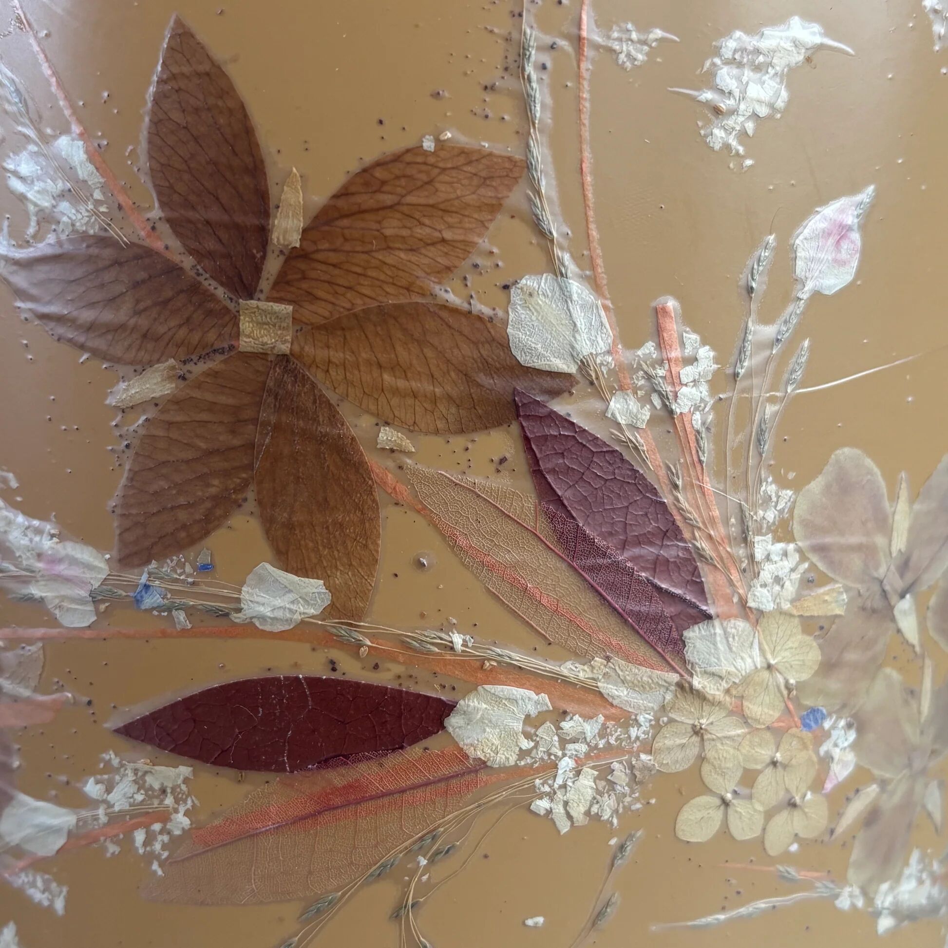 Vintage lampshade with dried flowers