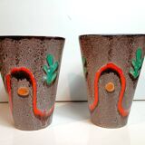 Pair of corn-shaped vases Poet-Laval Height 20 cm model V81