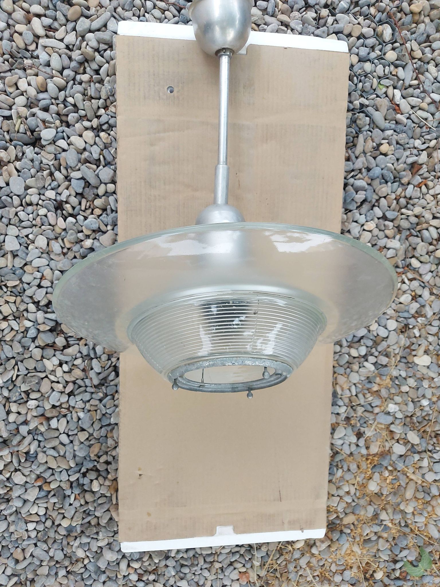 Holophane art deco glass pendant light