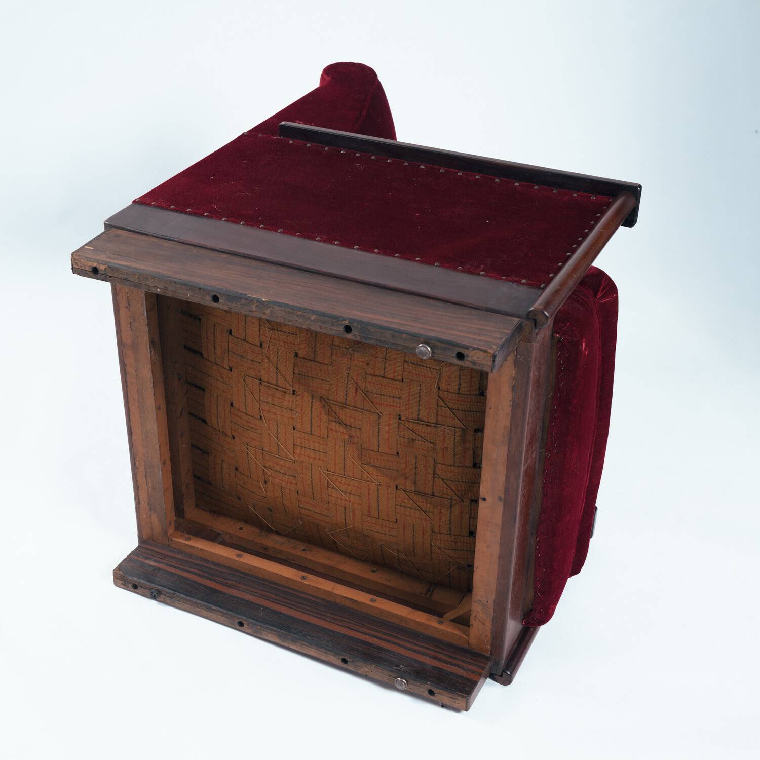 2 red velvet Amsterdam School Art Deco chairs, The Netherlands, 1930s