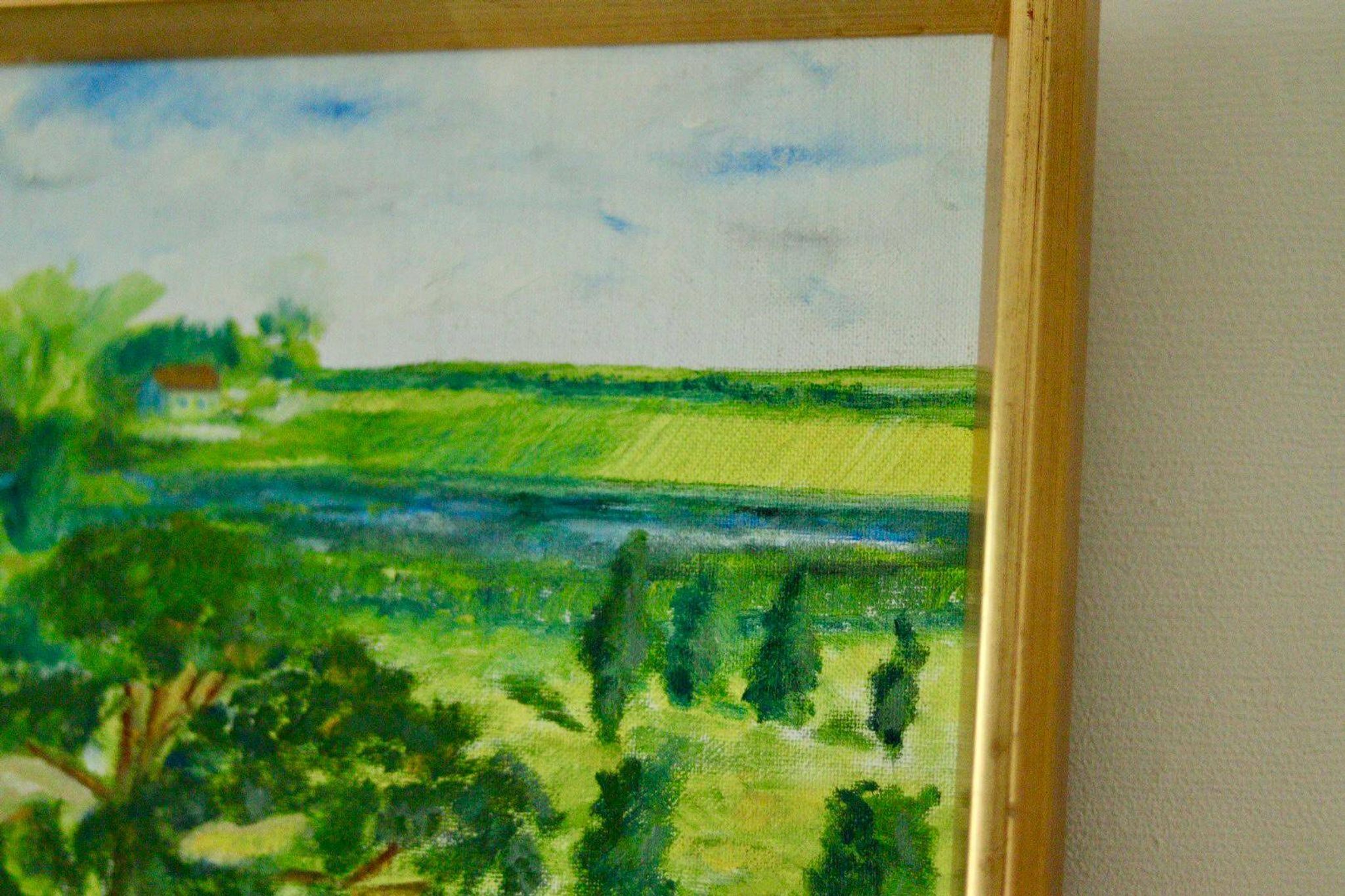 Huile sur panneau vintage originale – « Arbre sur paysage » Jan