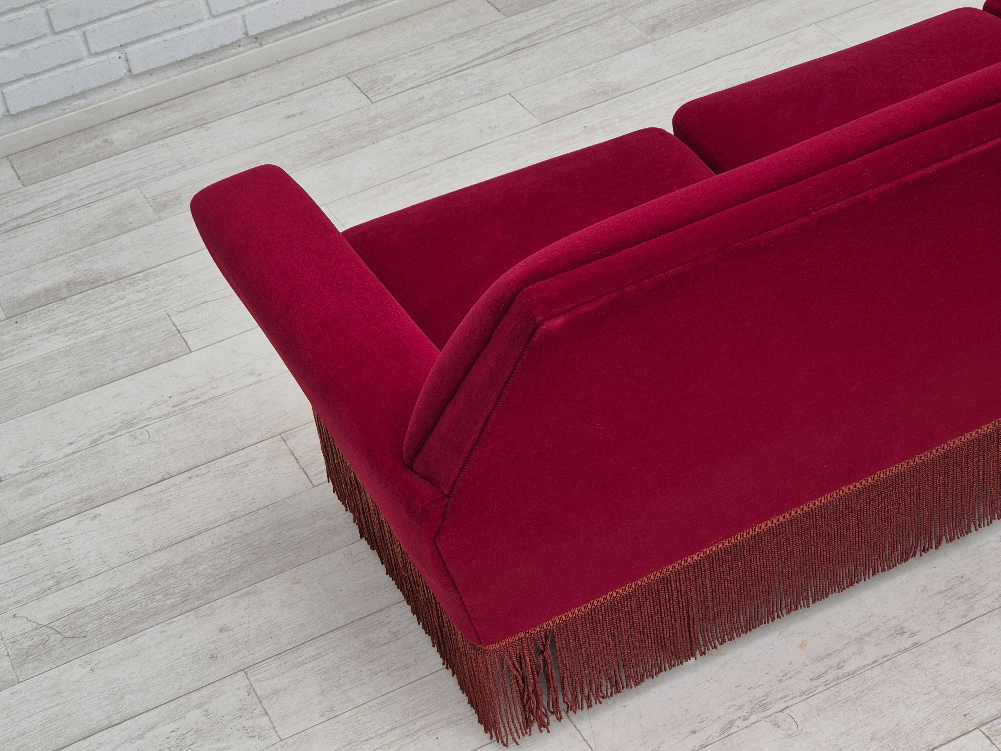 1970s, Danish 3 seater sofa by Ryesberg Møbler, original condition, velour fabric.