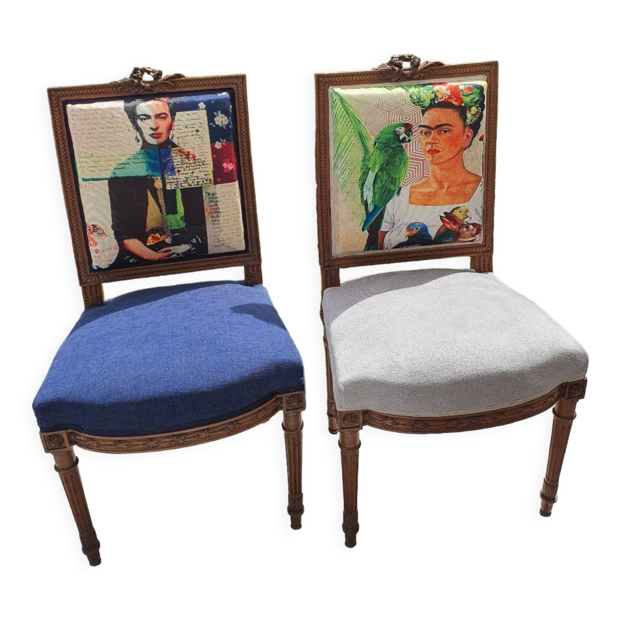 Duo of chairs with the effigy of Frida Kahlo