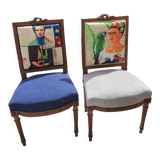 Duo of chairs with the effigy of Frida Kahlo