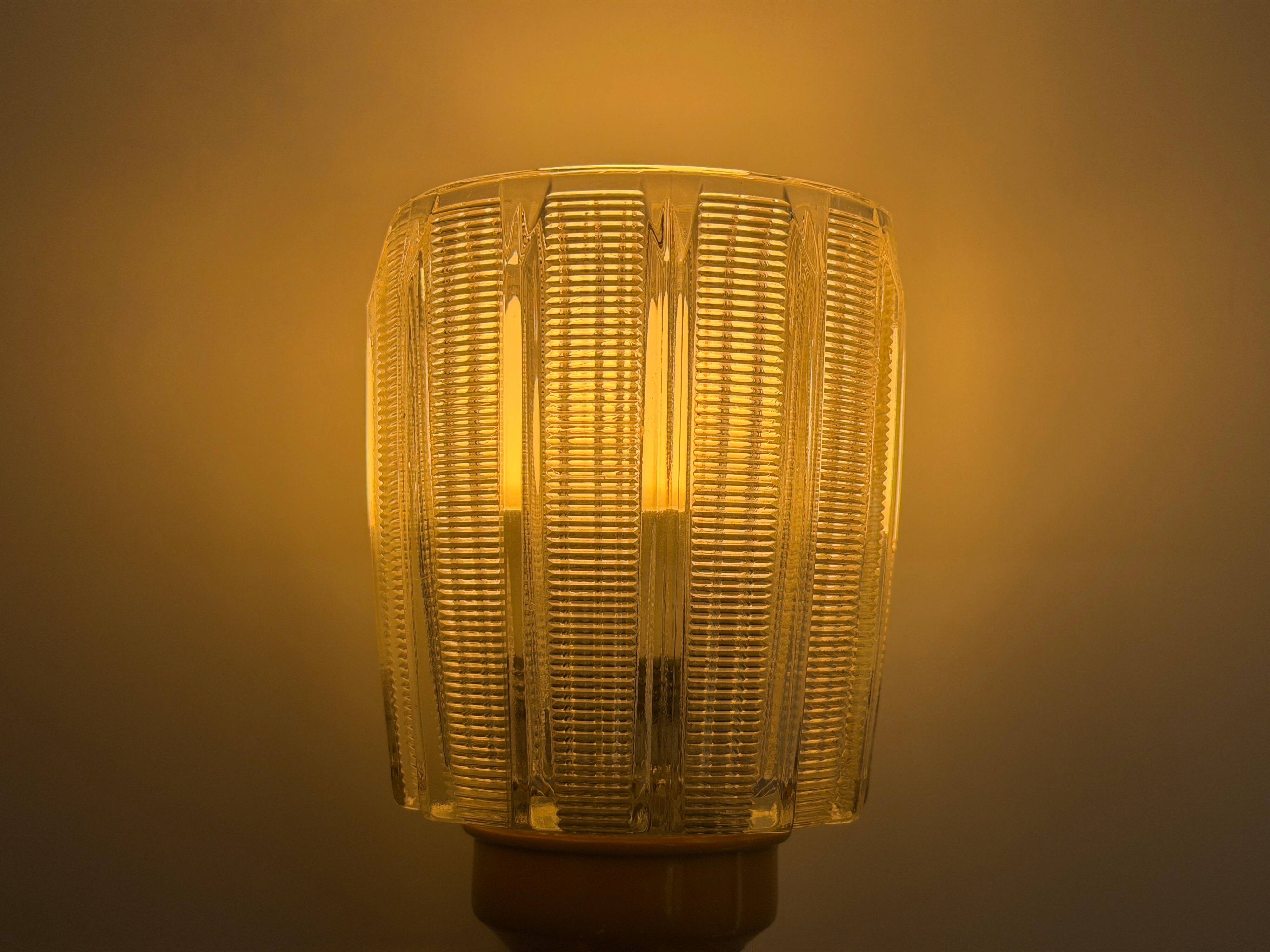Mid-century glass and brown metal wall light, 1960, Italy