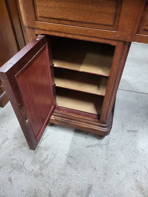 Art deco 4-door, 3-drawer, double-sided, 1930s flat desk