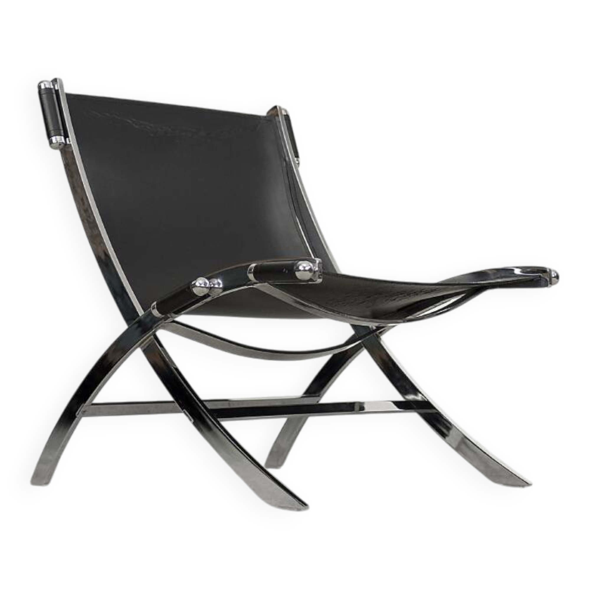 Vintage minimalist chair in Italian leather, 1980s.