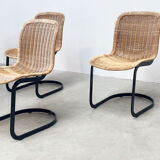Set of six Cidue rattan dining chairs