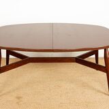 Danish high and low table in teak and brown lacquered wood, Smørrebrø model