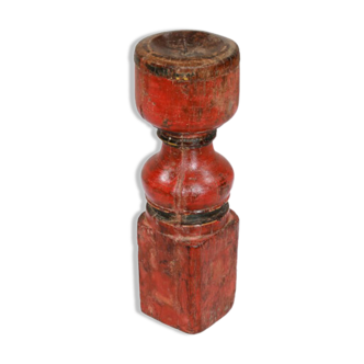 Bougeoir haut bois vieux teck patine d'origine ancien pied de charpoy lit indien