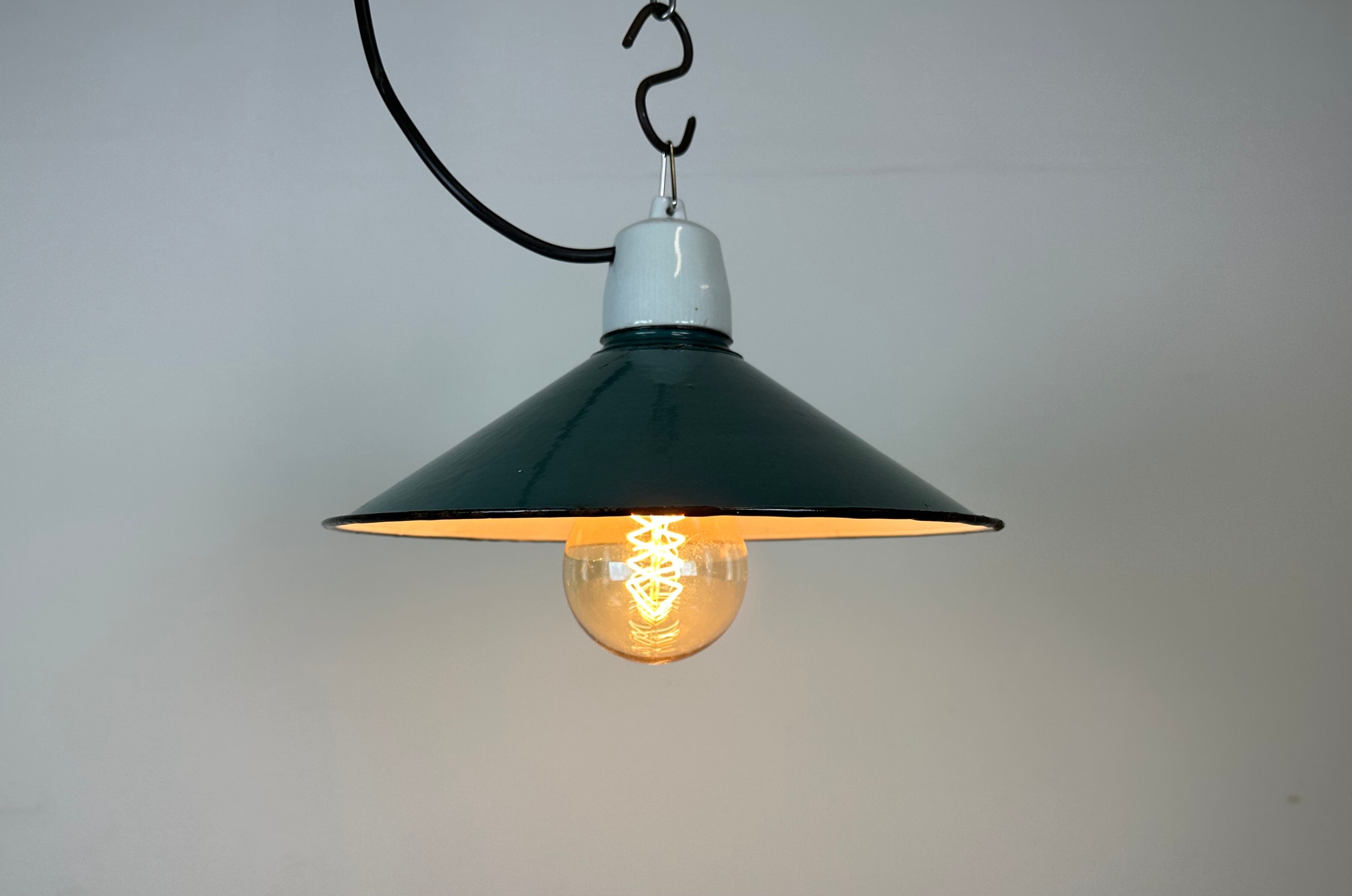 Industrial petrol enamel pendant light, 1970s