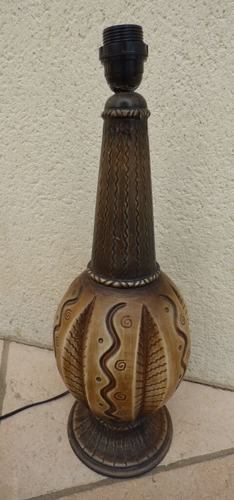 Large African Style Ceramic Lamp Stand