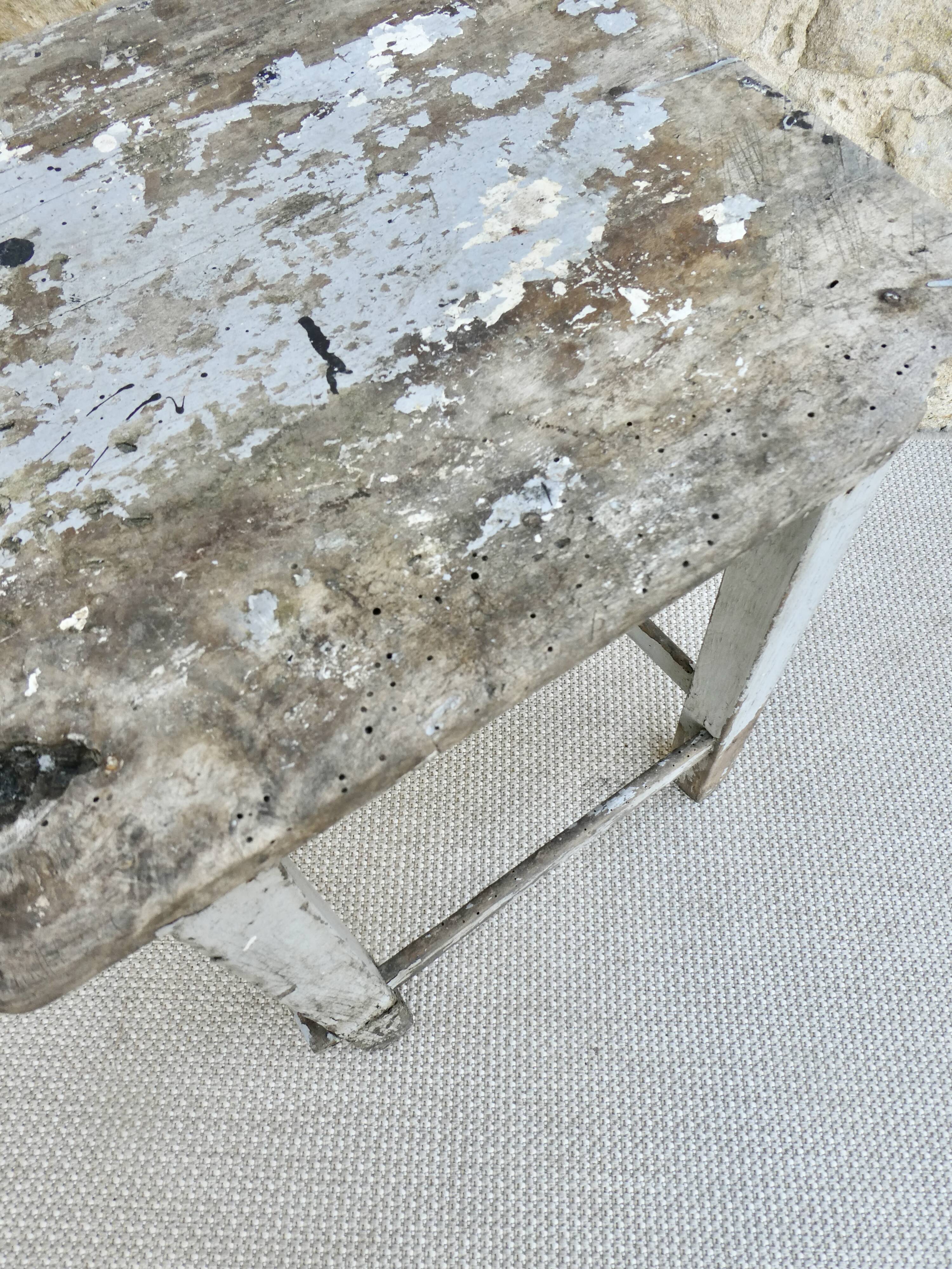 Wooden workshop stool, original color