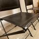 1950s vintage iron folding chairs and leather