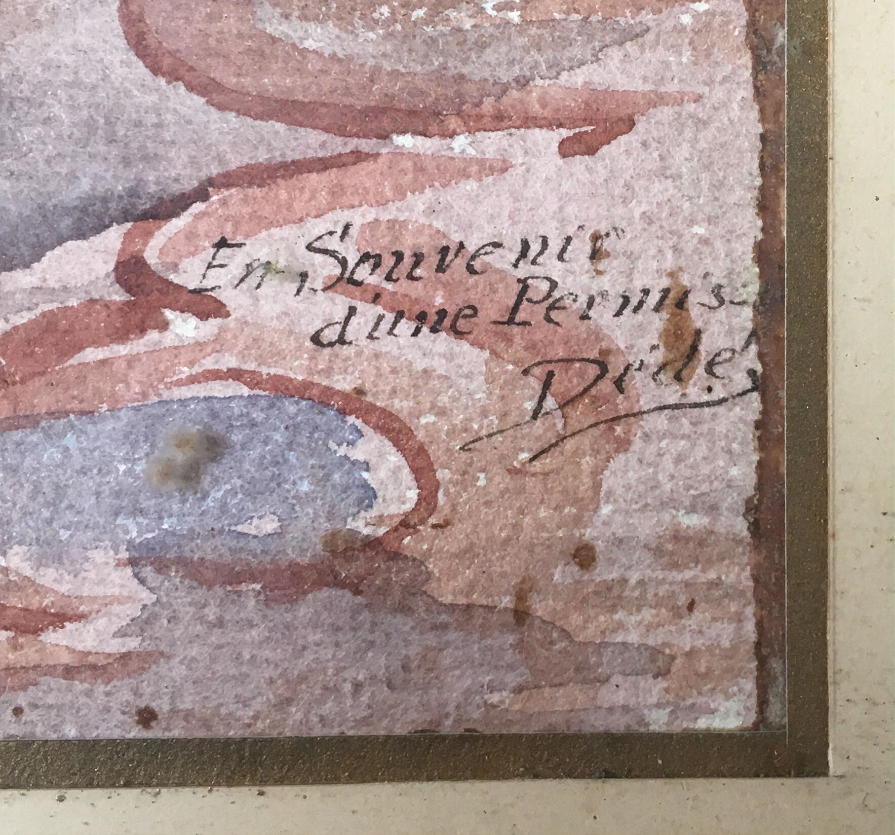 Tableau aquarelle "bouquet de fleurs champêtres" signé + cadre