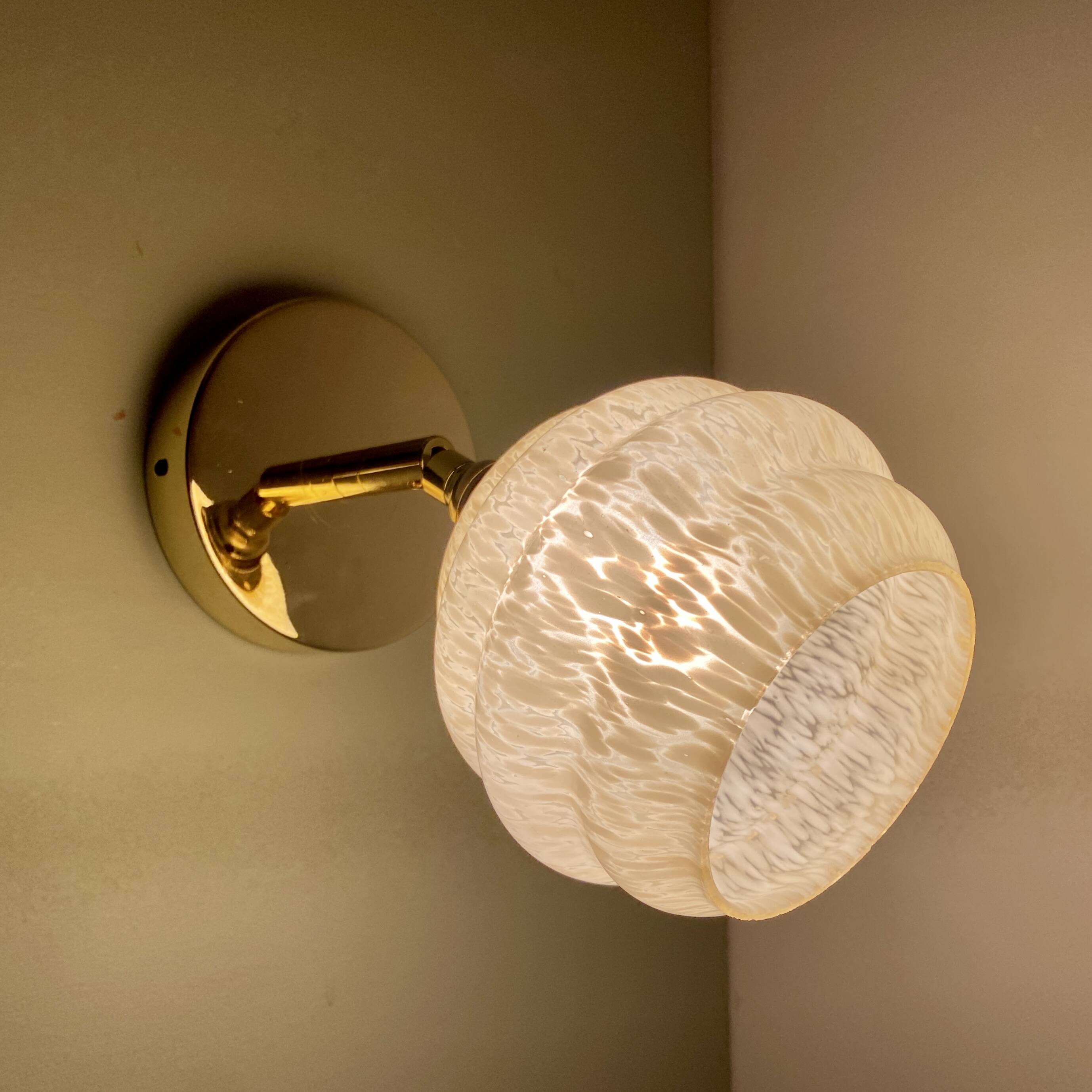 Vintage tulip wall lamp in yellow Clichy glass