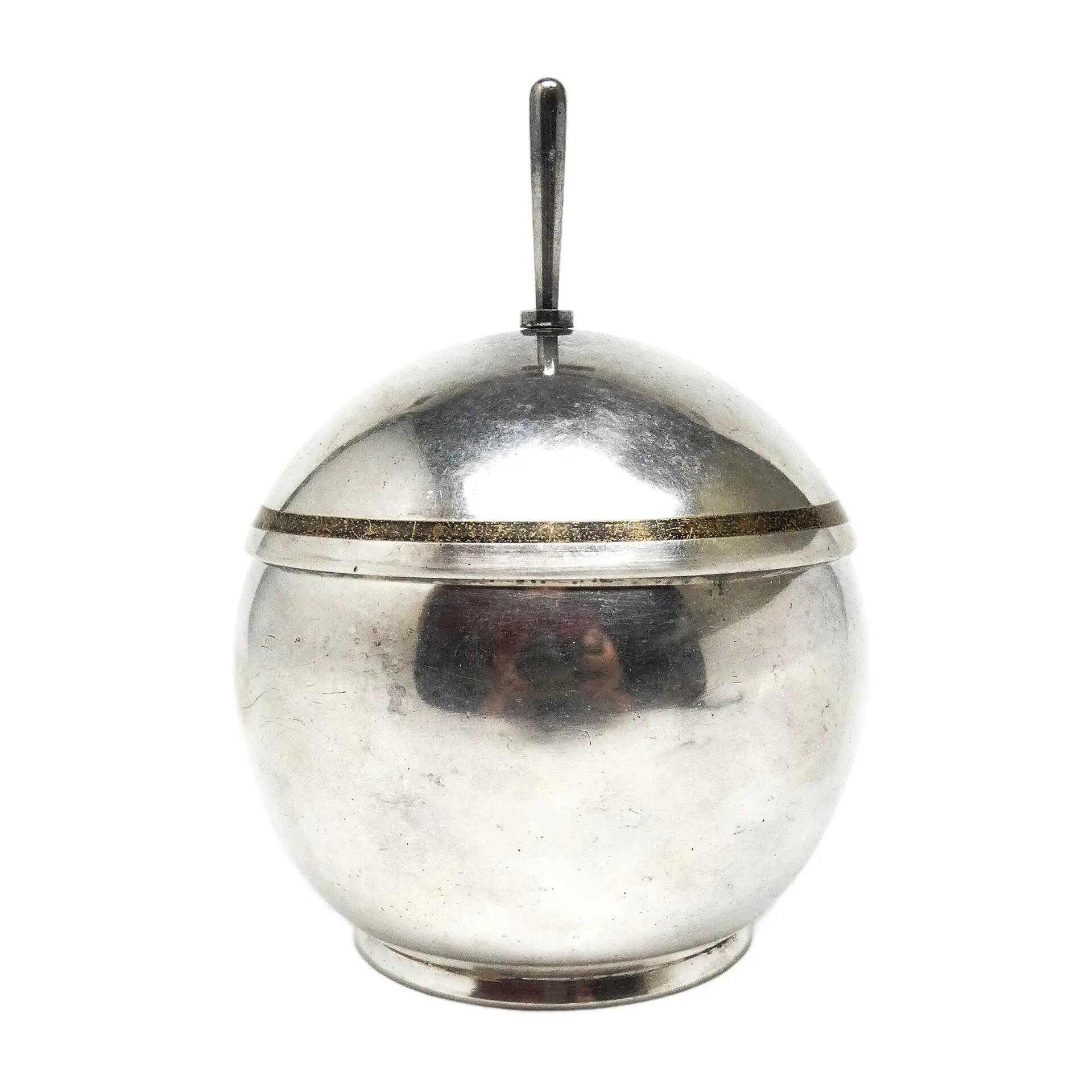 Art Deco sugar bowl, silver-plated brass, WMF, Poland, 1930s