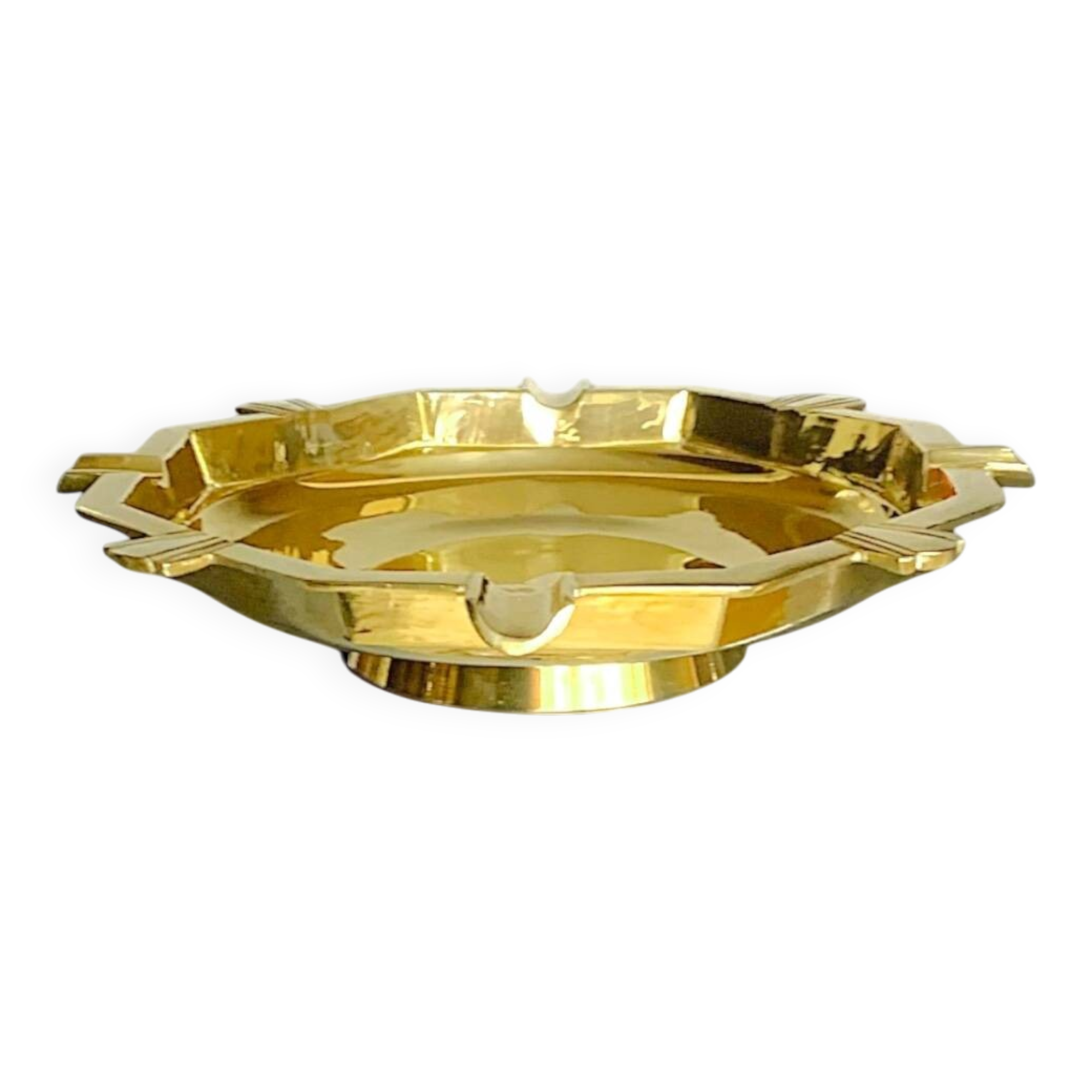 Large Art Deco ashtray in solid brass stamped India P.51 – circa 1950