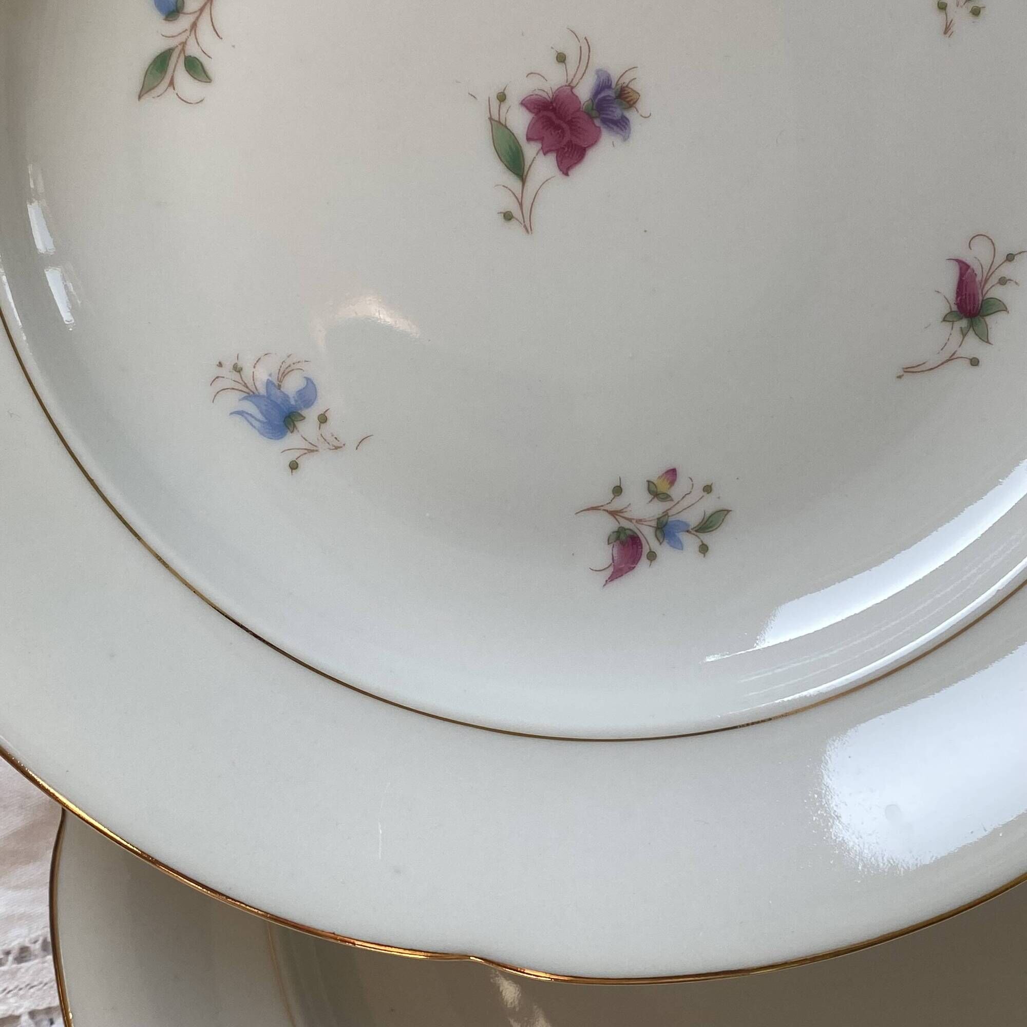 Set of 6 antique porcelain soup plates with gilding PL Limoges