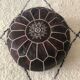 Moroccan-style chocolate leather Pouf