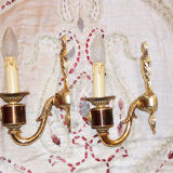 2 old brass wall sconces