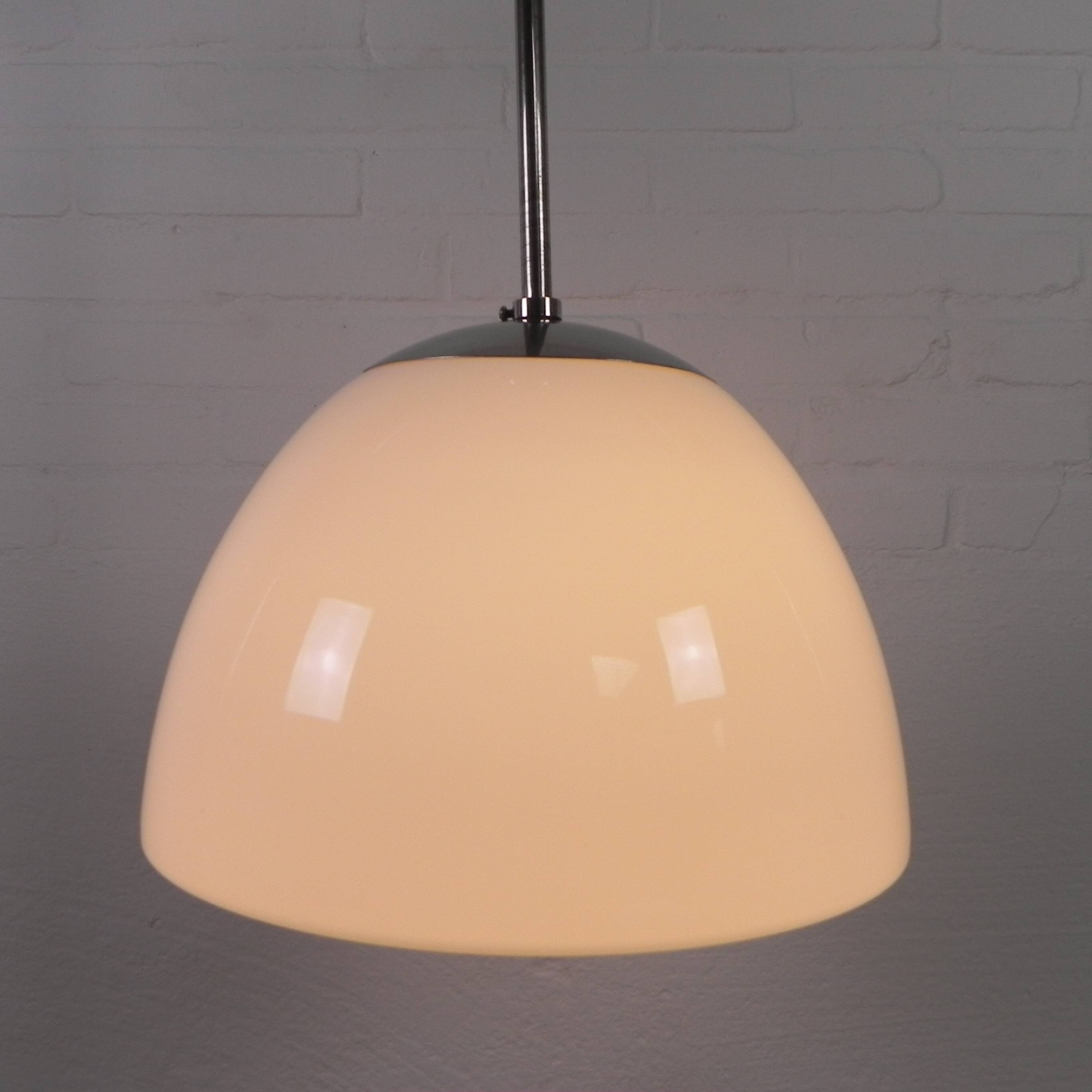 Old school lamp with large glass ball in opal glass, 1930s