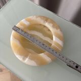 Vintage Onyx Ashtray – Hand-Carved, Natural Honey Tones (ca. 1960s–1970s)