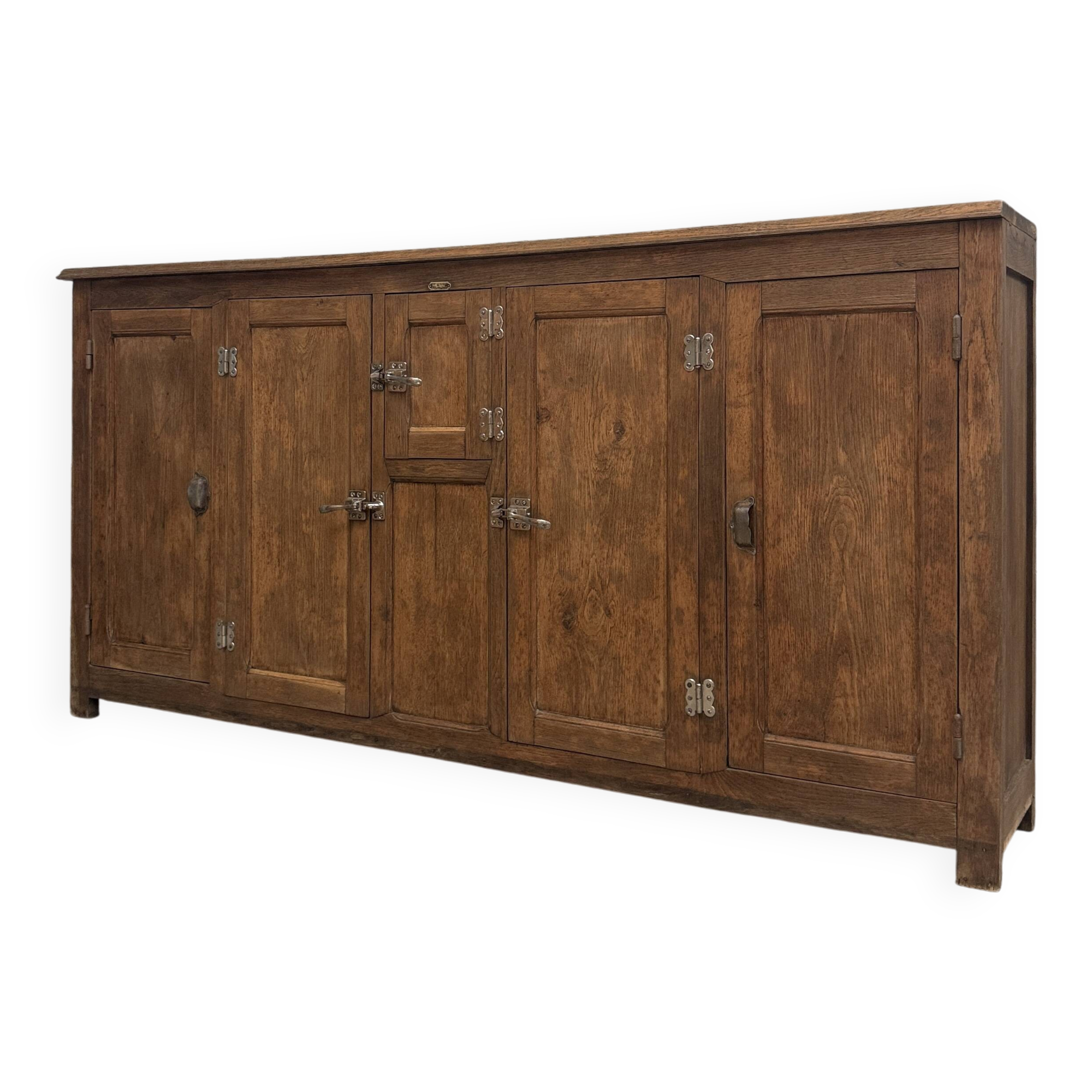Old bar icebox in oak and zinc - sideboard (renovated)