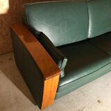 Leather sofa style art deco design Jacques Leleu