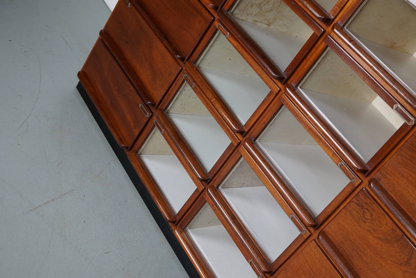 Vintage dutch hardwood haberdashery shop cabinet, 1930s